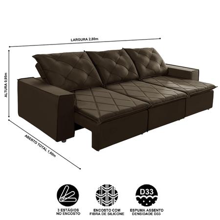 Imagem de Sofá 4 Lugares Retrátil Reclinável 2,80m Sophia Pillow Top