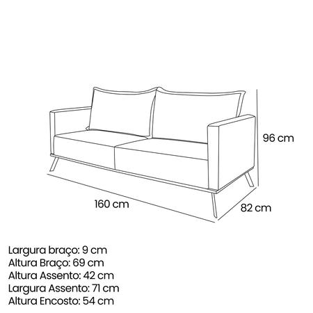 Imagem de Sofá Atlas 2 Lugares 160cm Linho Boucle