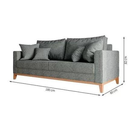 Imagem de Sofa Beny 3 lugar Linho Cinza