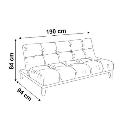 Imagem de Sofá-Cama 3 Lugares Casal Solare Base e Pés de Madeira Suede Castanho