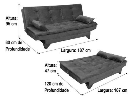 Imagem de Sofá Cama 3 Lugares Violeta 515 Stilo Plus