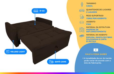 Imagem de Sofá-cama Casal 2 Lugares Reclinável Veludo Matrix Meg