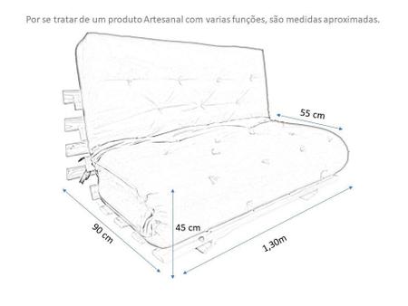 Imagem de Sofa Cama Casal Futon Oriental Preto Com Madeira Cor Preta