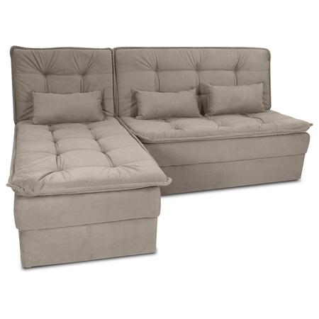Imagem de Sofa cama Chaise 3 lugares Reclinavel Dafne Veludo Bege B251
