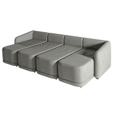 Sofá Cama Modulado Retrátil e Reclinável Decorativo Varsóvia 356cm Linho Cinza Chumbo G33 - Gran Belo Imagem de Sofá Cama Modulado Retrátil e Reclinável Decorativo Varsóvia 356cm Linho Cinza Chumbo G33 - Gran Belo