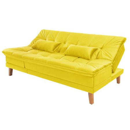 Imagem de Sofá Cama Reclinável 2 Lugares Sala de Estar Quarto 192cm Lady Suede Amarelo G30 - Gran Belo