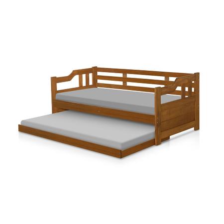 Imagem de Sofá Cama Solteiro de Madeira Maciça com Cama Auxiliar Atraente Castanho