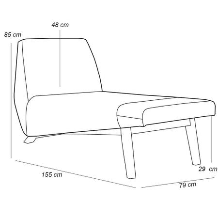 Imagem de Sofá Chaise Longue Sala de Estar Living Parisi 155 cm D02 Veludo Bege C-309 - Lyam Decor