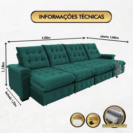 Imagem de Sofá Coliseu 4.00m Retrátil e Reclinável Super Pillow 