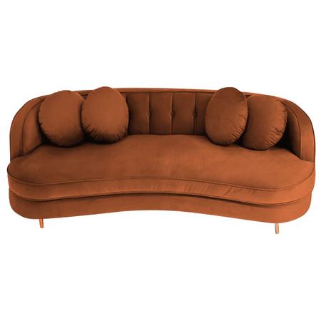 Imagem de Sofá Curvo 3 Lugares Orgânico Sala Recepção Escritório Decorativo Luxo Panamá 185cm Suede