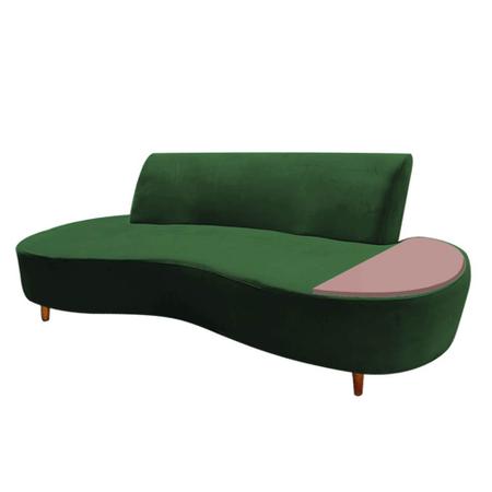 Imagem de Sofá Curvo Living Premium 3 Lugares Suede Verde Musgo Com Apoio Lateral MDF Rosa - Ahazzo Móveis