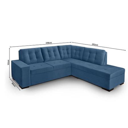 Imagem de Sofa de canto com chaise Roma Azul A92