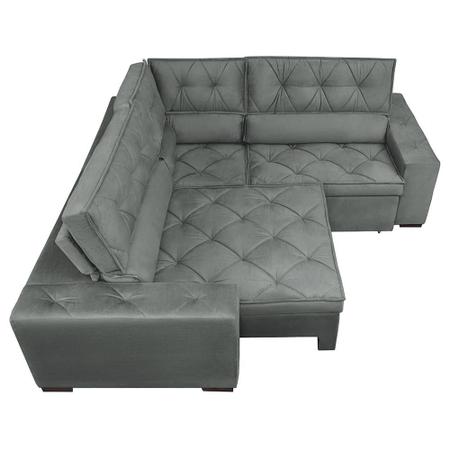 Imagem de Sofa de Canto Retrátil e Reclinável com Molas Cama inBox Austin 2,20m x 2,20m Suede Velusoft Cinza