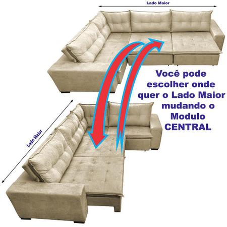 Imagem de Sofa de Canto Retrátil e Reclinável com Molas Cama inBox Oklahoma 3,45X2,41 ou 2,41X3,45 Bege