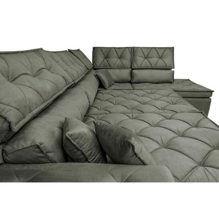 Imagem de Sofá de Canto Retrátil e Reclinável com Molas Cama inBox Platinum 3,40x2,36 Tecido Suede Cinza