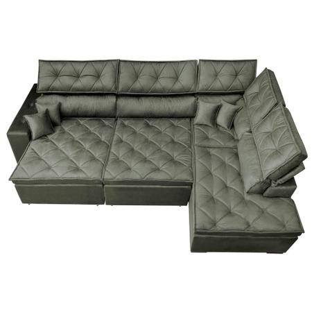 Imagem de Sofá de Canto Retrátil e Reclinável com Molas Cama inBox Platinum 3,40x2,36 Tecido Suede Cinza