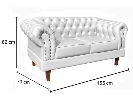 Imagem de Sofá Dom Pedro 2 Lugares Chesterfield Classico Imperial Retrô - Branco