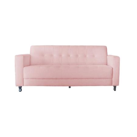 Imagem de Sofa Elegance 3 Lugares Suede Rosa Bebe - Lares Decor