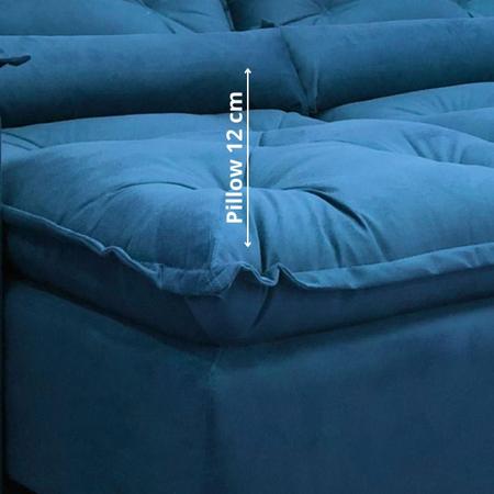 Imagem de Sofá Grande Reclinável Retrátil Refinado Azul  2,70m Athenas