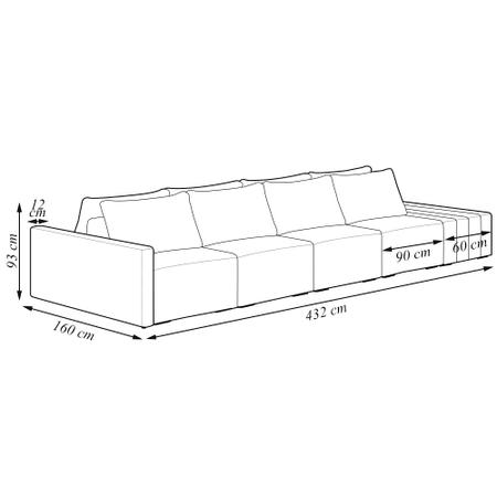 Imagem de Sofá Ilha Modulado Milos 432cm Puff Lateral Linho Cinza Escuro G33 - Gran Belo