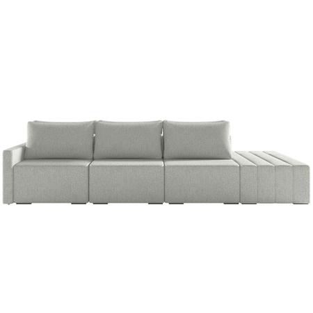 Imagem de Sofá Ilha Modular com Puff para Sala Living 312cm Georgia K04 Linho Cinza - Mpozenato