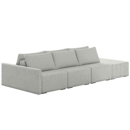 Imagem de Sofá Ilha Modular com Puff para Sala Living 312cm Georgia K04 Linho Cinza - Mpozenato