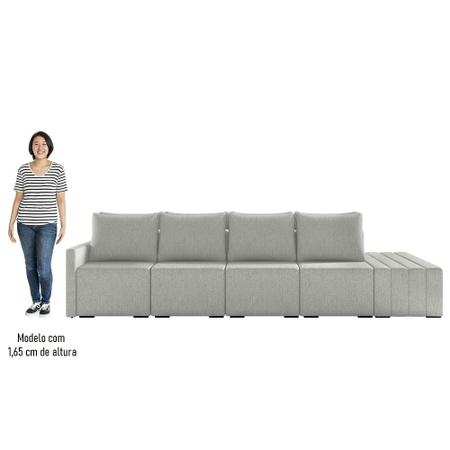 Imagem de Sofá Ilha Modular com Puff para Sala Living 392cm Georgia K04 Linho Cinza - Mpozenato