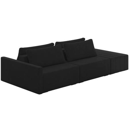 Imagem de Sofá Ilha Modular Para Sala 252cm com Puff Dublin K01 Veludo Preto - Lyam Decor