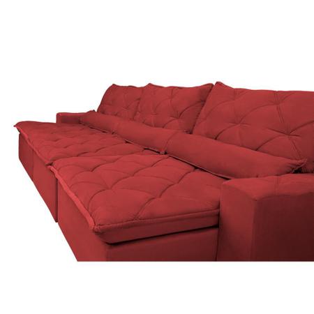 Imagem de Sofá Lisboa 3,52m Retrátil, Reclinável, Molas no Assento e Almofadas Lombar Tecido Suede Vermelho