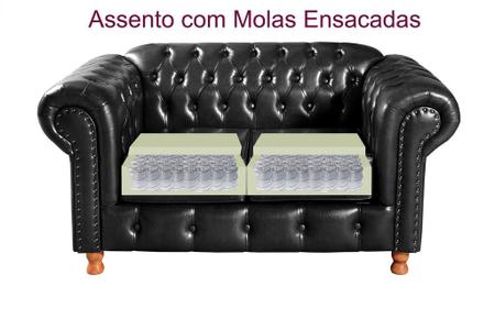 Imagem de Sofá Luis XV 2 Lugares com Puff Chesterfield Molas Ensacadas Retrô