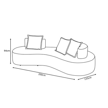 Imagem de Sofá Organico 2 Lugares Design Luxo Denver 2,00m Tecido Linho Chumbo 