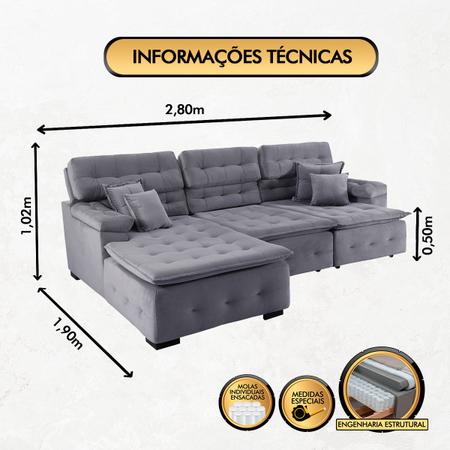 Sofá com Chaise 2,90 x 1,80 - Fox – Conceito Mobile