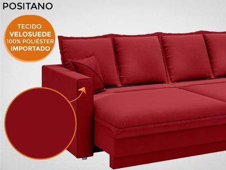 Imagem de Sofá Positano 1,80m sem caixa, Retrátil e Reclinável Velosuede Vermelho - NETSOFAS