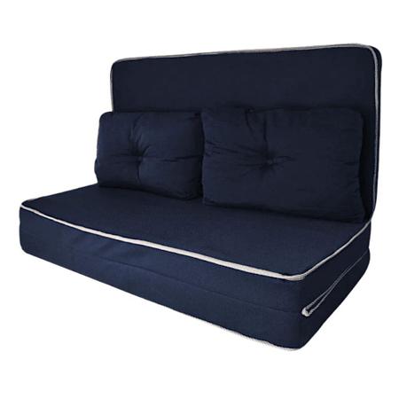 Imagem de Sofa Puff Cama Colchao de Casal Dobravel Portatil Azul  F.a. Colchoes 