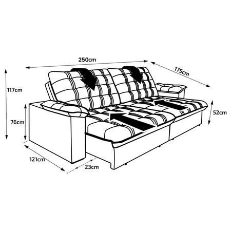 Imagem de Sofá Pullman 250cm Platinum