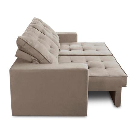 Imagem de Sofá Retrátil e Reclinável 2 lugares 2,50m com Molas Giovana Suede Capuccino Madelina Decor