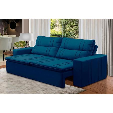 Imagem de Sofá Retrátil e Reclinável 2 lugares com Molas 1,80m Eloa Suede Azul Madelina