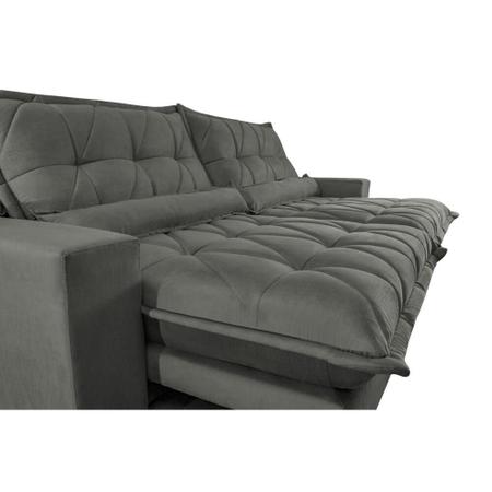 Imagem de Sofa Retrátil e Reclinável 2,12m com Molas Ensacadas Cama inBox Soft Tecido Suede Cinza 