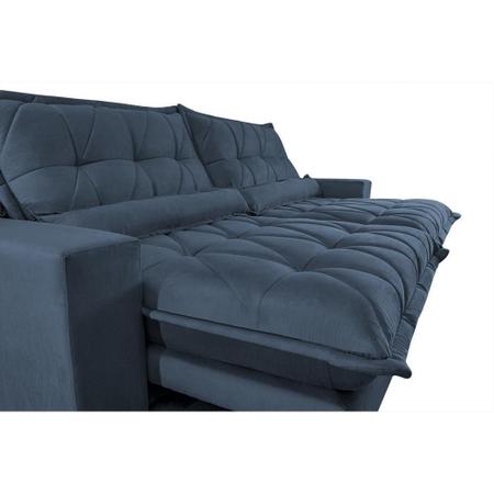 Imagem de Sofa Retrátil e Reclinável 2,32m com Molas Ensacadas Cama inBox Soft Tecido Suede Azul 