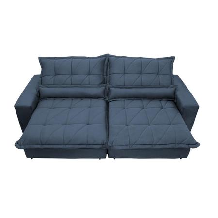 Imagem de Sofa Retrátil e Reclinável 2,32m com Molas Ensacadas Cama inBox Soft Tecido Suede Azul 