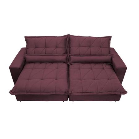 Imagem de Sofa Retrátil e Reclinável 2,52m com Molas Ensacadas Cama inBox Soft Tecido Suede Vinho 