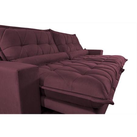 Imagem de Sofa Retrátil e Reclinável 2,52m com Molas Ensacadas Cama inBox Soft Tecido Suede Vinho 