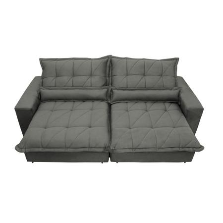 Imagem de Sofa Retrátil e Reclinável 2,92m com Molas Ensacadas Cama inBox Soft Tecido Suede Cinza 
