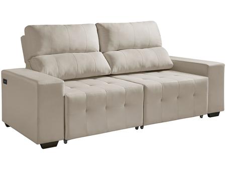 Imagem de Sofá Retrátil e Reclinável 3 Lugares Suede Connect Reta Moderna American Comfort com Entrada USB