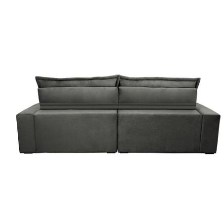 Imagem de Sofa Retrátil e Reclinável 3,12m com Molas Ensacadas Cama inBox Soft Tecido Suede Cinza 