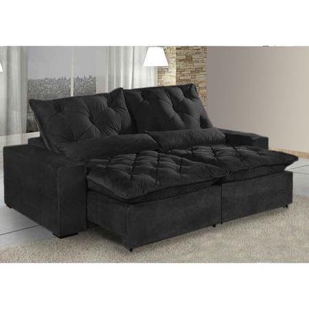 Imagem de Sofá Retrátil E Reclinável 4 Lugares Elegance Tecido Suede 2,30m Preto