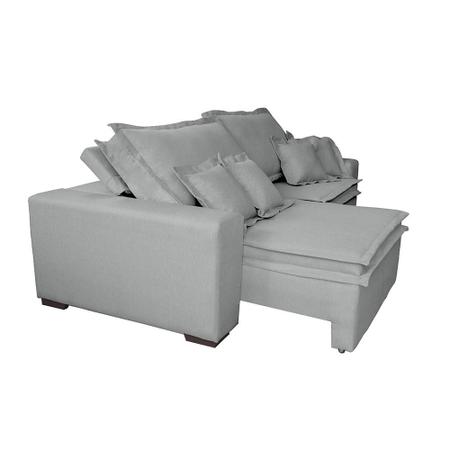 Imagem de Sofa Retrátil e Reclinável com Molas Cama inBox Premium 2,12m tecido em linho Cinza Claro