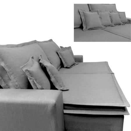 Imagem de Sofa Retrátil e Reclinável com Molas Cama inBox Premium 2,52m tecido em linho Cinza Claro