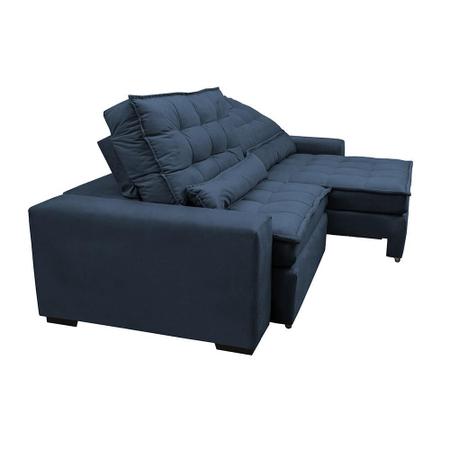 Imagem de Sofá Retrátil e Reclinável com Molas Ensacadas Cama inBox Gold 3,12m Tecido Suede Velusoft Azul