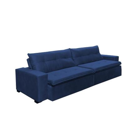 Imagem de Sofá Retrátil e Reclinavel Oklahoma 3,12m Molas e Pillow no Assento Tecido Suede Azul - Cama InBox